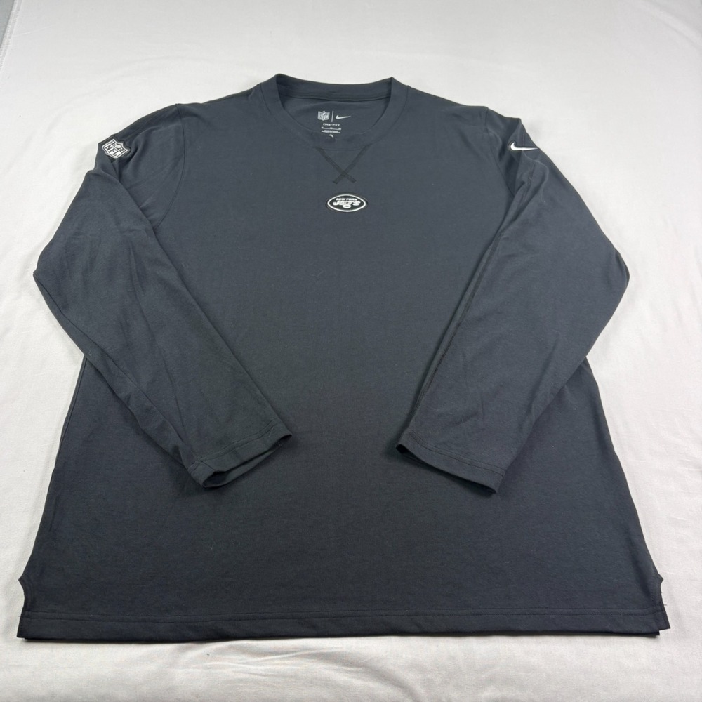 New York Jets Shirt Mens XL Black Nike Dri Fit‎ Long Sleeve Performance NFL